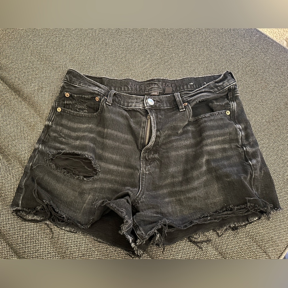 American Eagle Outfitters Black Distressed Jean Shorts
